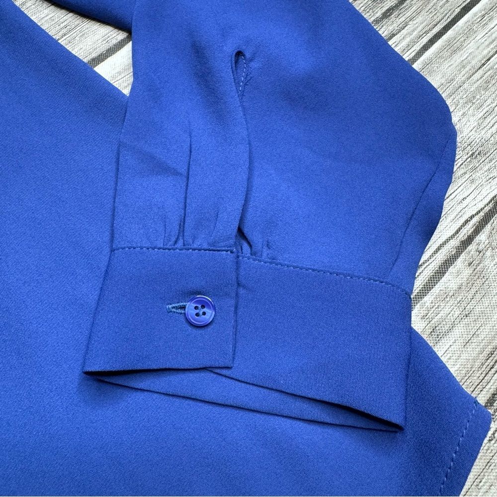 Talbots Women's Notched Long Sleeve Pullover Blouse Bright Royal Blue S SM Small - Picture 7 of 14